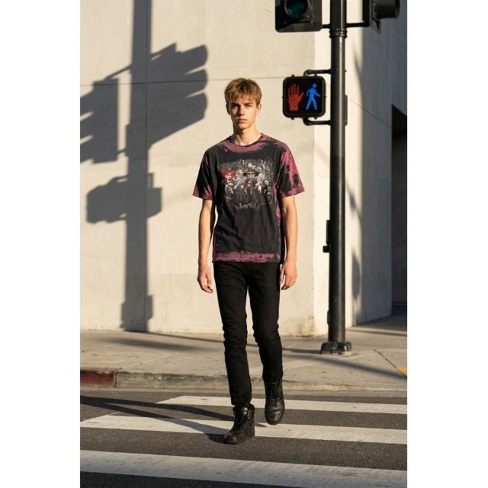 Get Down Art Big Chris Sinister Fabelz Alice in Wonderland Bleach Wash Shirt L
